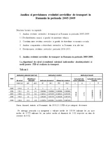 Analiza și previziunea evoluției serviciilor de transport în România în perioada 2005-2009 - Pagina 1