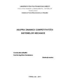 Asupra Dinamicii Competitivității Sistemelor Mecanice - Pagina 1