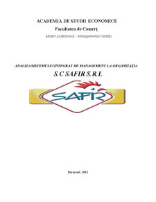 Analiza sistemului integrat de management la organizația SC Safir SRL - Pagina 1