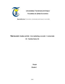 Analiza Activității de Marketing a Socetății Comerciale SC Kandia Dulce SA - Pagina 1