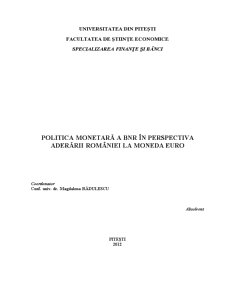 Politica Monetară a BNR în Perspectiva Aderării României la Moneda Euro - Pagina 2