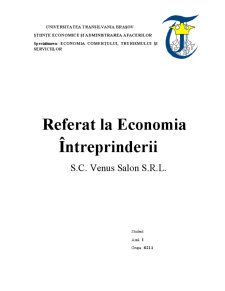 Economia întreprinderii - SC Venus Salon SRL - Pagina 1