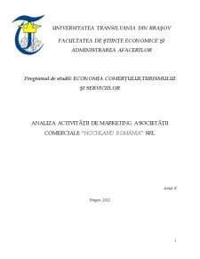 Analiza Activității de Marketing a Societății Comerciale Hochland România - Pagina 1