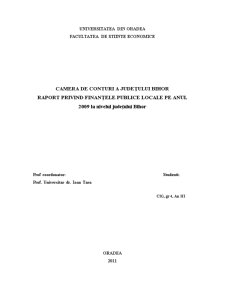 Raport privind Finanțele Publice Locale pe Anul 2009 la Nivelul Județului Bihor - Pagina 1