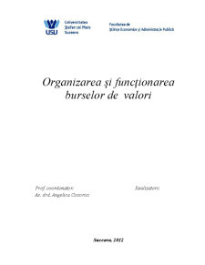 Organizarea și Funcționarea Burselor de Valori - Pagina 1