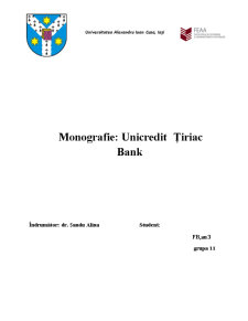 Monografie bancară - Unicredit Țiriac Bank - Pagina 1