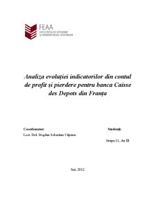 Analiza Evoluției Indicatorilor din Contul de Profit și Pierdere pentru Banca Caisse des Depots din Franța - Pagina 1