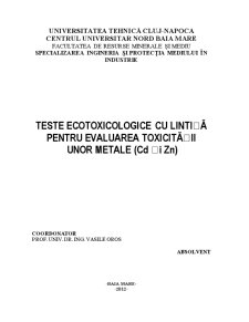 Teste Ecotoxicologice cu Lintiță pentru Evaluarea Toxicității unor Metale - Pagina 2