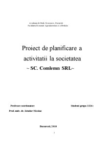 Proiect de planificare a activității la societatea SC Comlemn SRL - Pagina 2