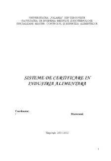 Sisteme de certificare în industria alimentară - Pagina 1