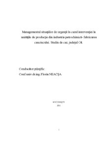 Managementul Situațiilor de Urgență în Cazul Intervenției la Unitățile de Producție din Industria Petrochimică - Pagina 1
