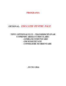 Programă pedagogie - opțional - educație pentru pace - Pagina 1