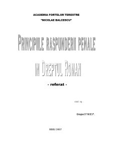 Principiile răspunderii penale în dreptul român - Pagina 1