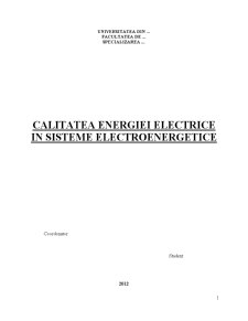 Calitatea Energiei Electrice în Sisteme Electroenergetice - Pagina 1
