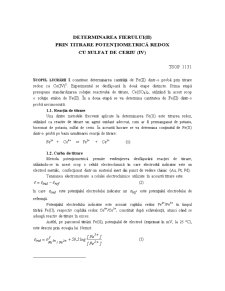 Determinarea fierului (II) prin titrare potențiometrică redox cu sulfat de ceriu (IV) - Pagina 1