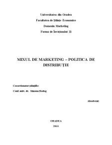 Mixul de Marketing - Politica de Distribuție - Pagina 1