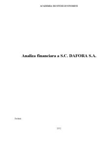 Analiza financiară a SC Dafora SA - Pagina 1