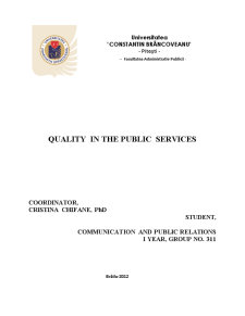 Quality în The Public Services - Pagina 1