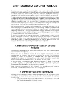 Criptografie cu Chei Publice - Pagina 1