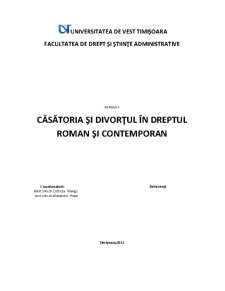 Căsătoria și Divorțul în Dreptul Roman și Contemporan - Pagina 1