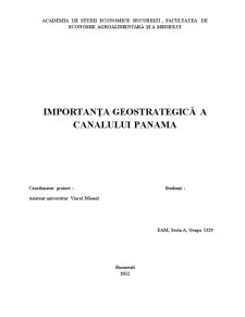 Importanța Geostrategică a Canalului Panama - Pagina 1