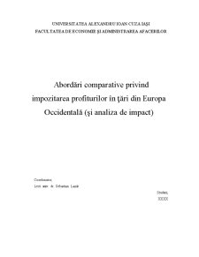 Abordări Comparative Privind Impozitarea Profiturilor în Țări din Europa Occidentală - Pagina 1
