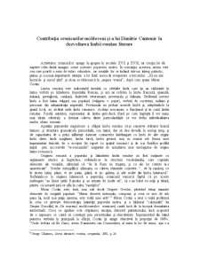Contribuția Cronicarilor Moldoveni și a lui Dimitrie Cantemir la Dezvoltarea Limbii Române Literare - Pagina 1