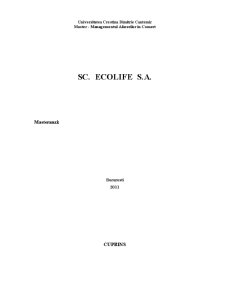 Prezentarea firmei și a segmentului de piață vizat la SC Ecolife SA - Pagina 1