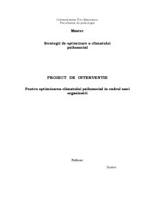 Proiect de Optimizare a Climatului Psihosocial - Pagina 1