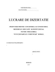 Propuneri privind Conceperea și Constituirea Sistemului Educativ și Instituțional pentru Pregătirea Funcționarului Comunitar Roman - Pagina 1