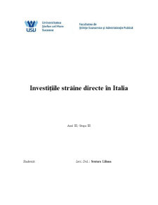 Investițiile Străine Directe în Italia - Pagina 1
