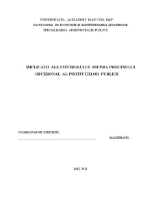 Implicații ale Controlului Asupra Procesului Decizional al Instituțiilor Publice - Pagina 1