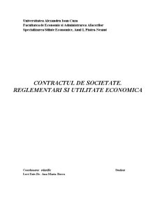 Contractul de societate - reglementări și utilitate economică - Pagina 1