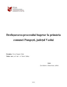 Desfășurarea procesului bugetar la Primăria Comunei Pungesti, Județul Vaslui - Pagina 1