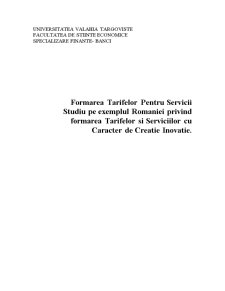 Formarea tarifelor pentru servicii - studiu pe exemplul României privind formarea tarifelor și serviciilor cu caracter de creație inovație - Pagina 1