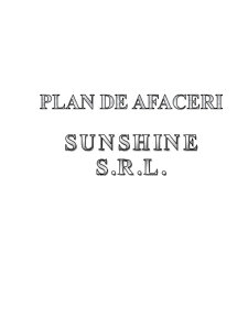 Plan de Afaceri Sunshine Srl - Pagina 1