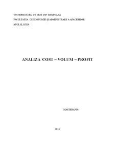 Analiza Cost-Volum-Profit - Pagina 1