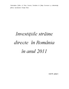 Investițiile Străine Directe în România - Pagina 1