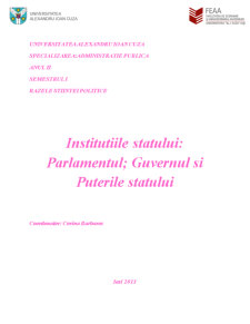 Instituțiile statului. Parlamentul - Guvernul și puterile statului - Pagina 1