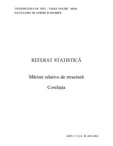 Statistică - mărimi relative de structură. corelația - Pagina 1