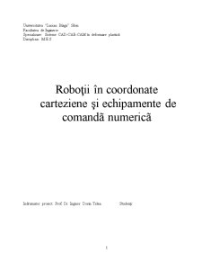 Roboții în Coordonate Carteziene și Echipamente de Comandă Numerică - Pagina 1