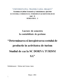 Determinarea și înregistrarea costului de producție în activitatea de turism - SC Dorna Turism SA - Pagina 1
