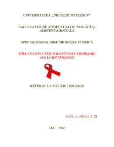 SIDA - una din cele mai cruciale probleme ale lumii moderne - Pagina 1