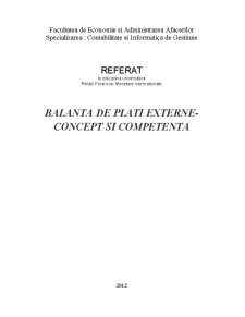 Balanța de plați externe - concept și competență - Pagina 1