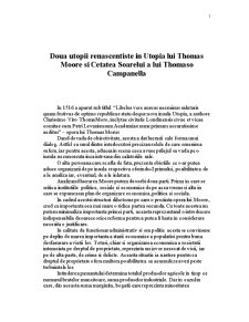 Două utopii renascentiste în utopia lui Thomas - Pagina 1