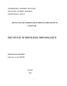 Imunități și Privilegii Diplomatice - Pagina 1