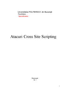 Atacuri Cross Site Scripting - Pagina 1