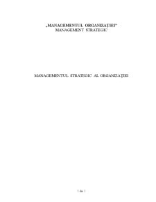 Managementul Strategic al Organizației - Pagina 1