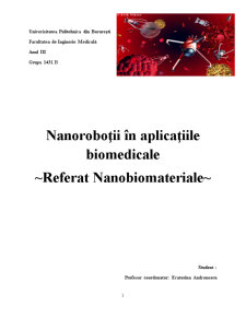 Nanoroboții cu aplicații în medicină - Pagina 1
