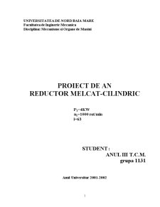 Proiect de An - Reductor Melcat-Cilindric - Pagina 1